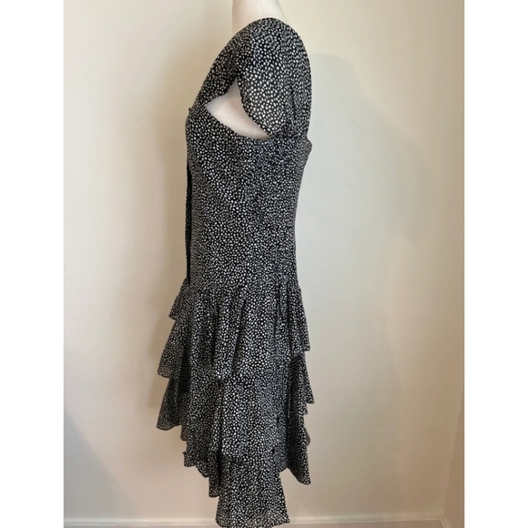 French Black White Ruffle Dress - Picture 4 of 7